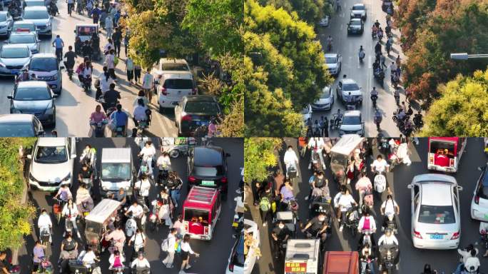 街道交通拥堵人流高峰下班高峰期