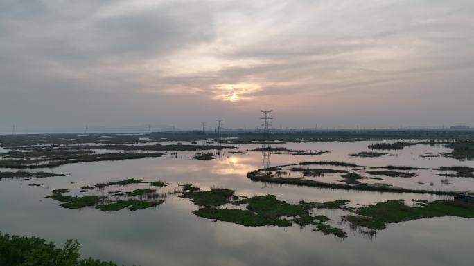 农村田野夕阳落日晚霞