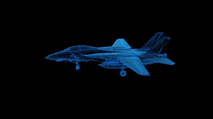 蓝色科技线条F-14战斗机透明通道素材