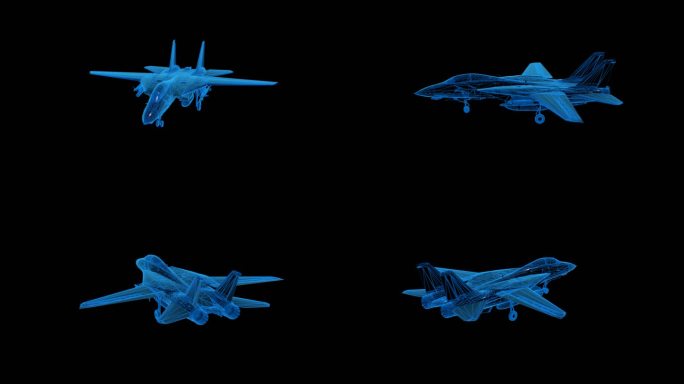蓝色科技线条F-14战斗机透明通道素材