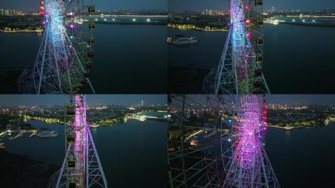 苏州金鸡湖东方之门摩天轮城市夜景