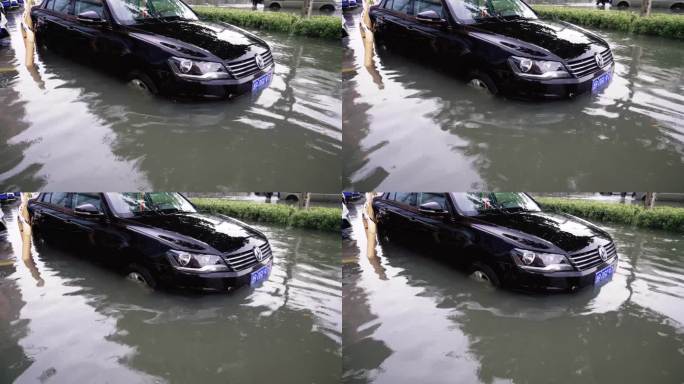 暴雨后汽车被淹 汽车进水