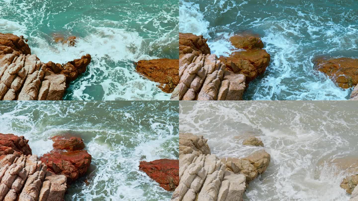 大海海浪海流海水拍打礁石视频素材