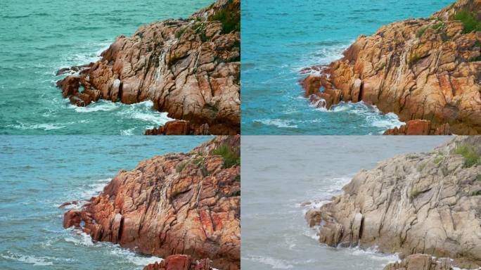 海岛浪花拍岸海浪拍打海岸礁石视频素材