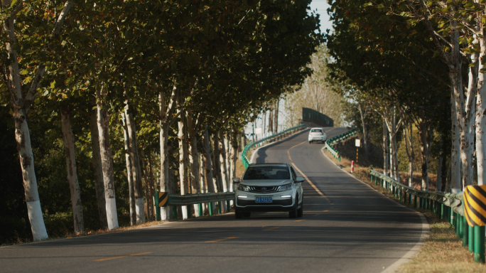 初秋乡村道路上的车流2