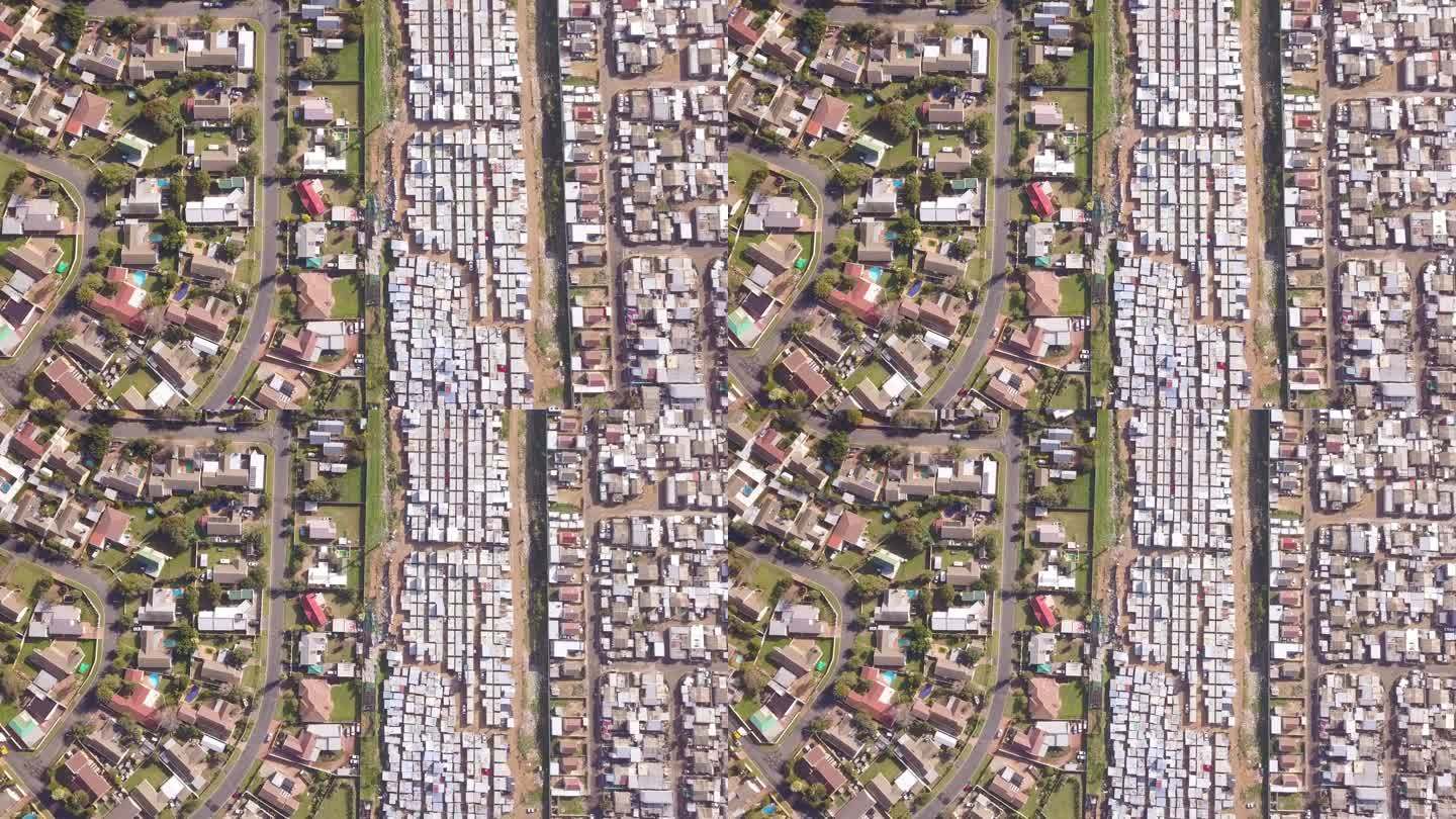 南非城镇和富裕房屋上空的空中拍摄