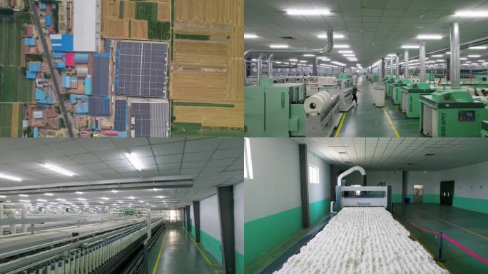 工厂 航拍 4k 机器 设备 纺织