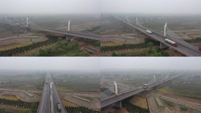 山西旅游河津旅游公路高速交错4K航拍