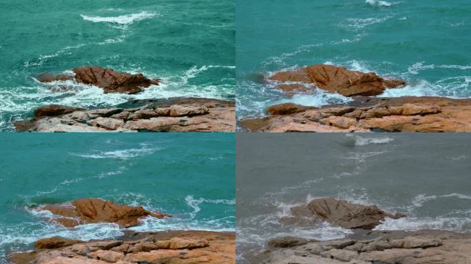 海浪慢镜头海浪升格海浪拍打礁石视频素材