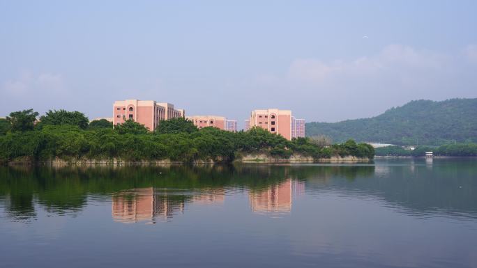 学校小区建筑水面倒影湖面倒影