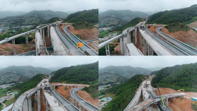 高速公路视频架桥施工中的云南山区高速公路
