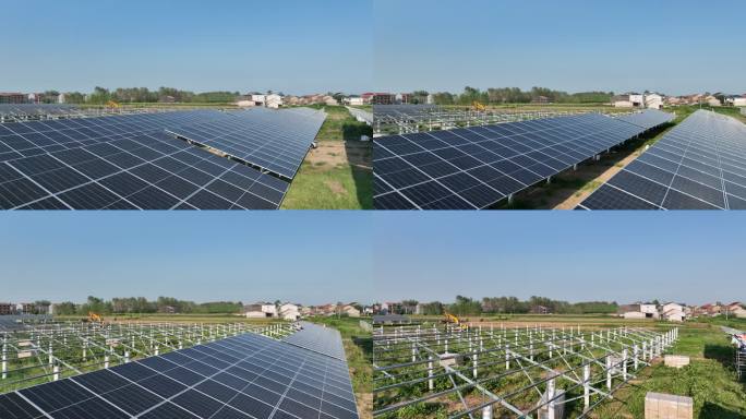 航拍新农村太阳能建设