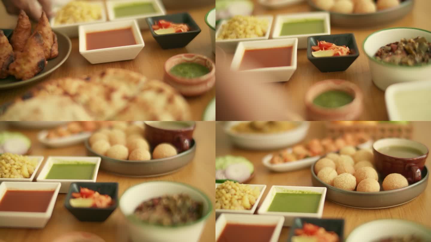 餐桌上的印度食物-库存视频