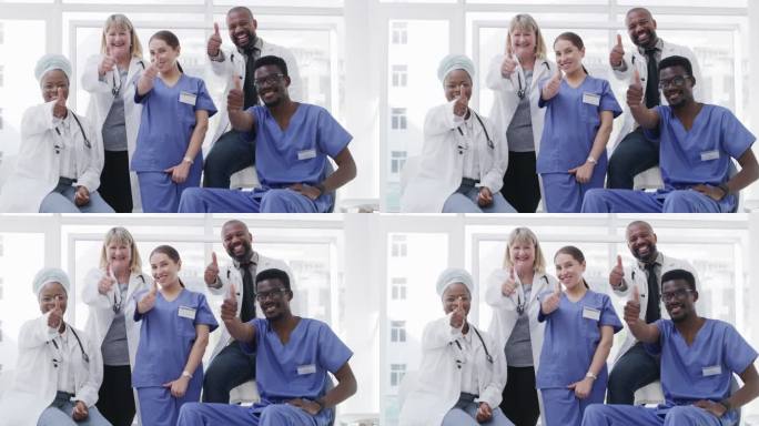 一组医生和护士竖起大拇指的4k视频片段