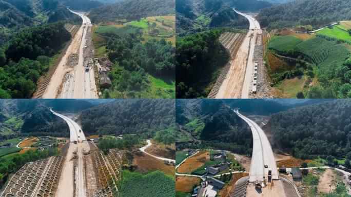 公路建设视频山区高速公路高填土施工工地