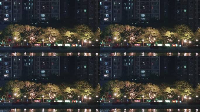珠江边的都市居民楼夜景