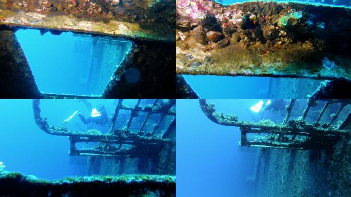 探索红海著名的潜水点。塞勒姆快车失事船内的舰长桥