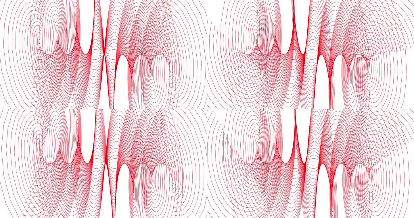螺旋形红、白背景红色圆曲线复杂线条