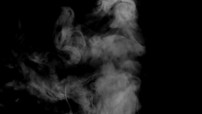 白色蒸汽上升黑色背景白色烟雾白色水蒸汽