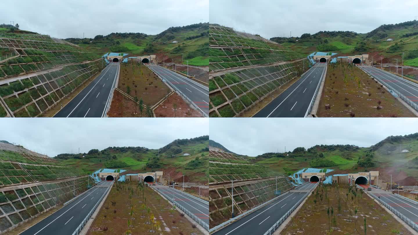 公路视频施工中的云南宁永高速公路隧道口