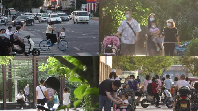 城市人文城市生活带小孩慢生活社区城市街道