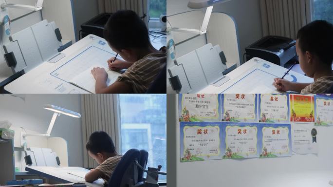 小学生 做作业 写字 上网课 学习