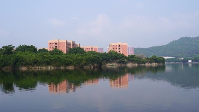 学校小区建筑水面倒影湖面倒影