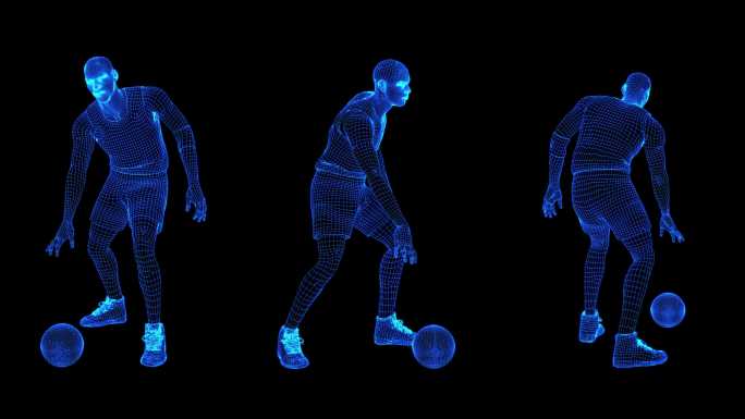 蓝色全息线框投影NBA球员动画素材带通道