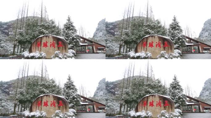 浙江山水绍兴诸暨五泄风景区冬天雪景瀑布