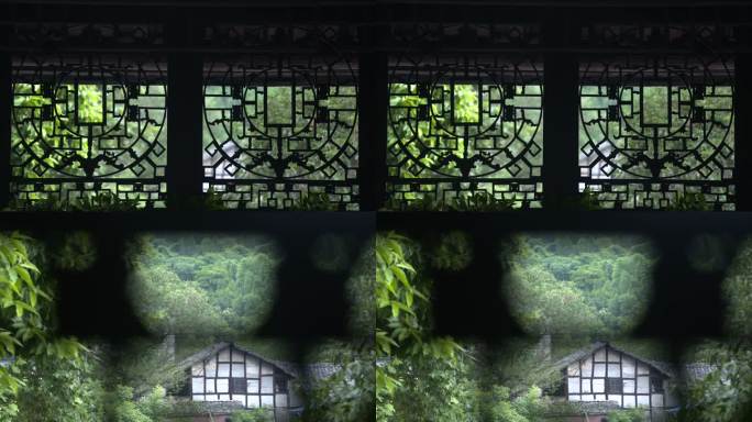 中式 花窗 木窗 圆窗