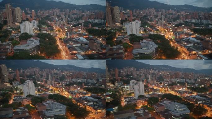 哥伦比亚麦德林波布拉多区的超延时视图，安蒂奥基亚时间点空中拍摄