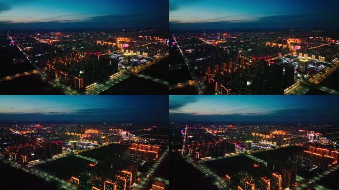 泰安宁阳县城市夜景航拍