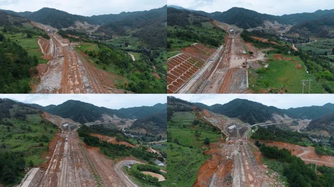 公路视频建设初期的云南山区高速公路工地