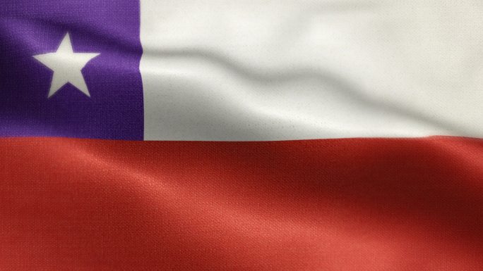 智利国旗动画库存视频-智利国旗在环形和纹理3d渲染背景中挥舞-高度详细的织物图案和可循环-智利共和国