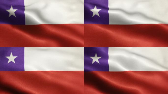 智利国旗动画库存视频-智利国旗在环形和纹理3d渲染背景中挥舞-高度详细的织物图案和可循环-智利共和国