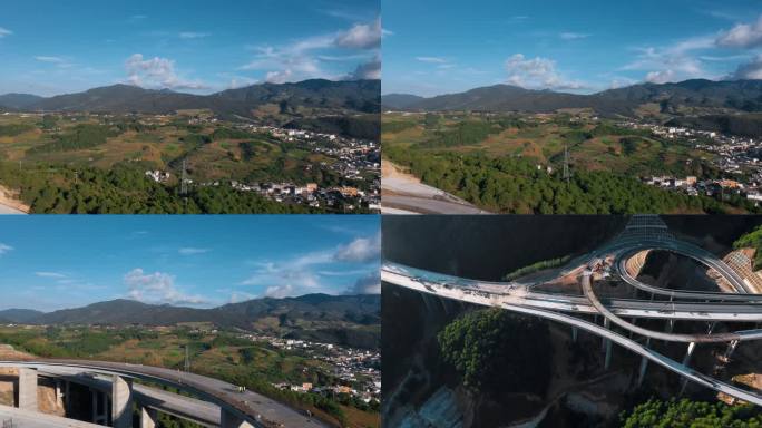 高速公路视频云南山区高速公路环形高架桥