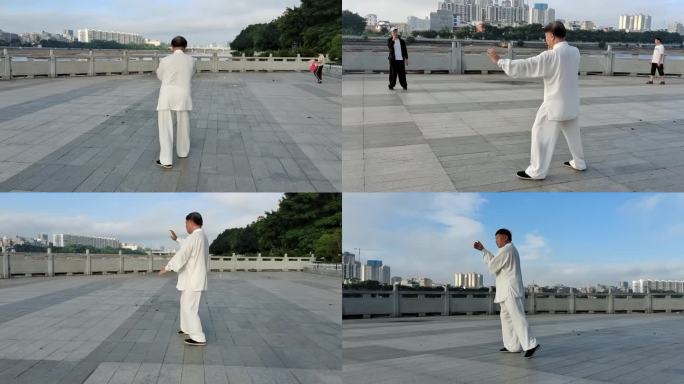 休老年人太极运动锻炼身体广场打太极拳