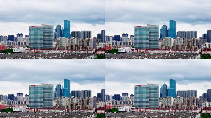4k拍摄城市天际线，云层变化云卷云舒