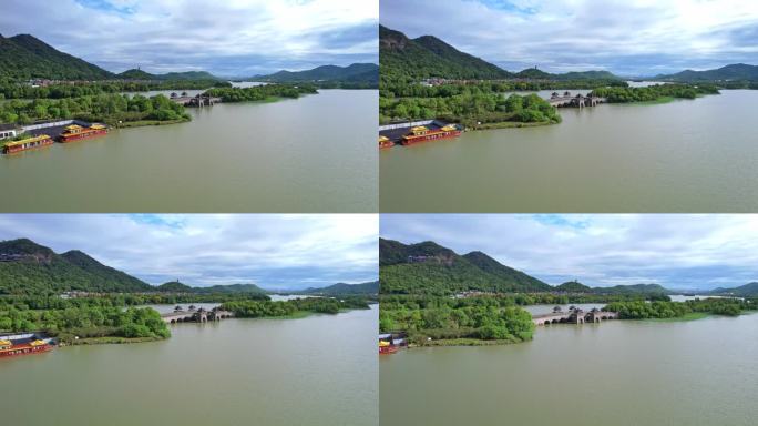 航拍湘湖风景区 政和桥