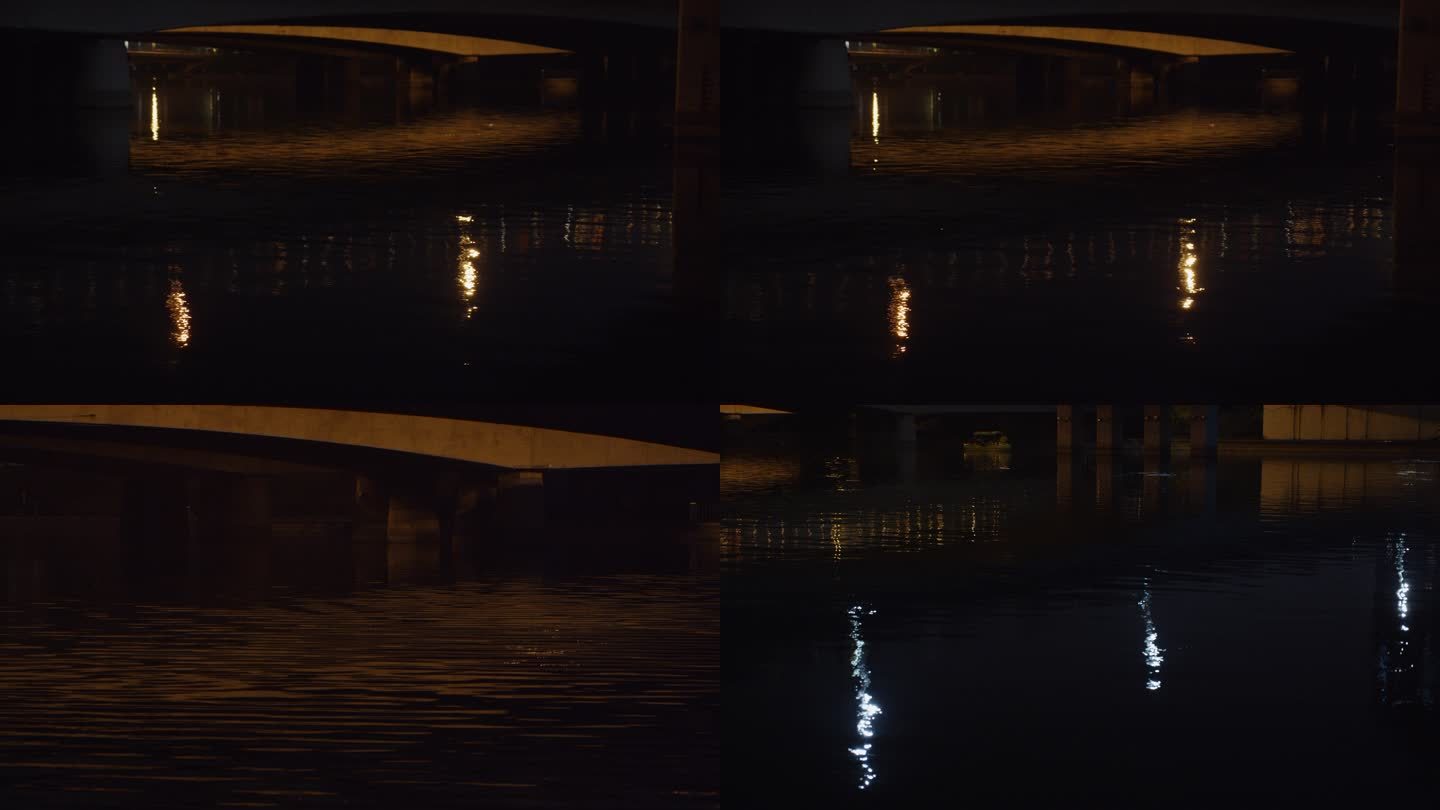 唯美桥下水波纹立交桥夜景水景湖水水面倒影