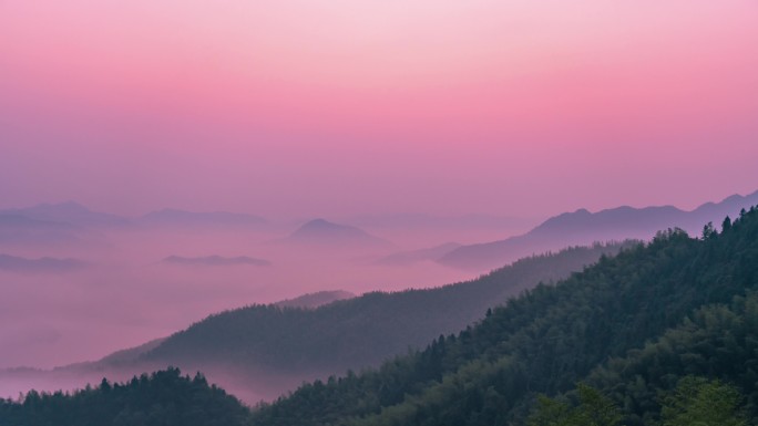 安徽霍山屋脊山汪家冲日出云海风光风景