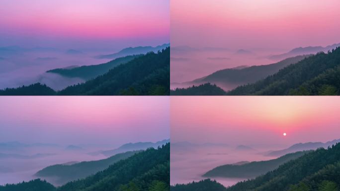 安徽霍山屋脊山汪家冲日出云海风光风景