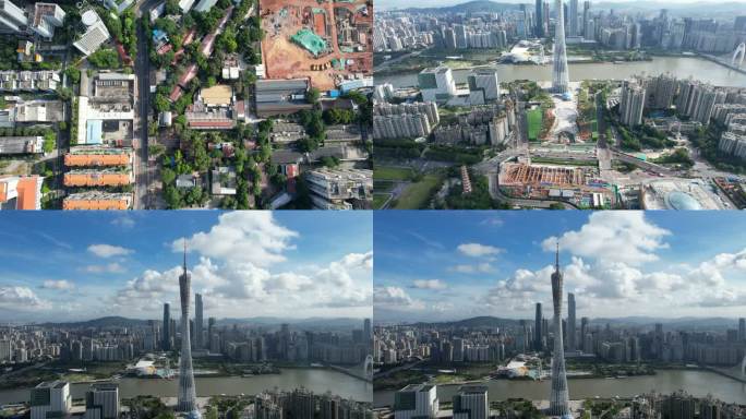 广州广州塔俯视图广州地标广州城市俯瞰