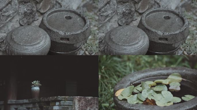 雨天古村滴水小景