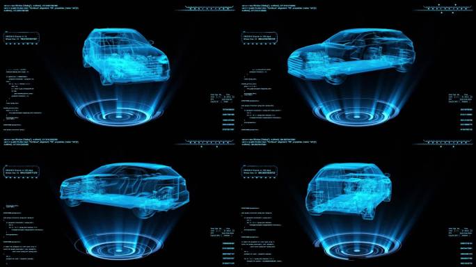 蓝色全息新能源电动汽车发动机素材带通道