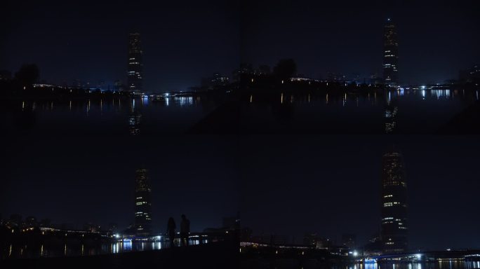郑州郑东新区千玺千禧广场玉米楼夜景如意湖