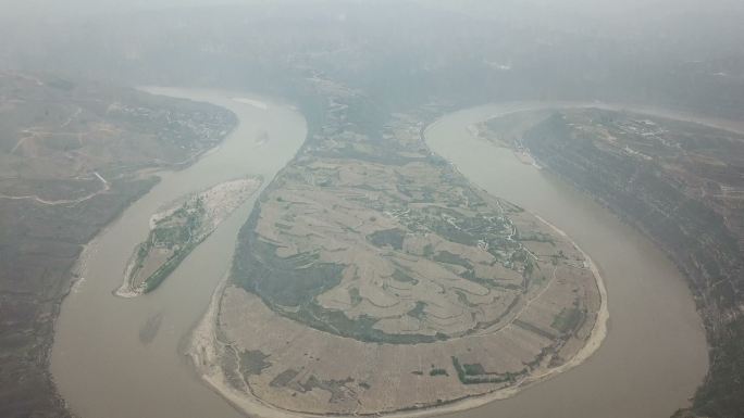 中国陕西省黄河（黄河）河段鸟瞰图