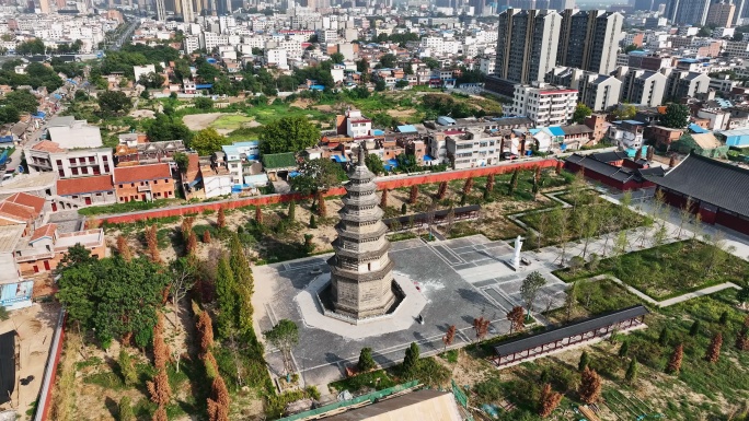 航拍邓州古城福胜寺塔