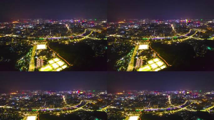 江门城央绿廊 东华大桥 夜景 延时航拍