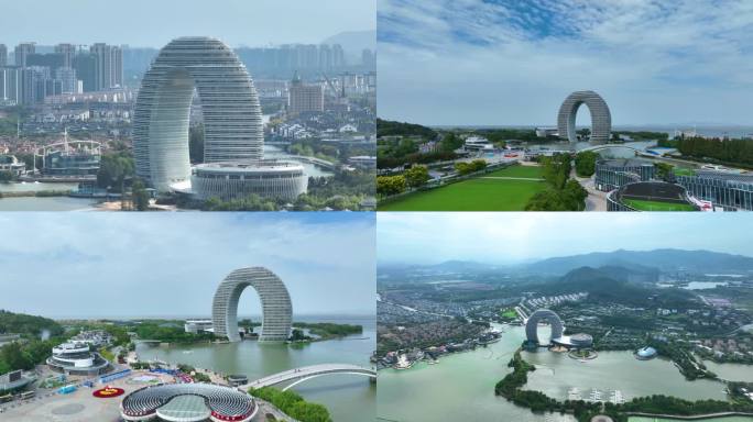 浙江湖州地标月亮湾酒店最新航拍4K角度全